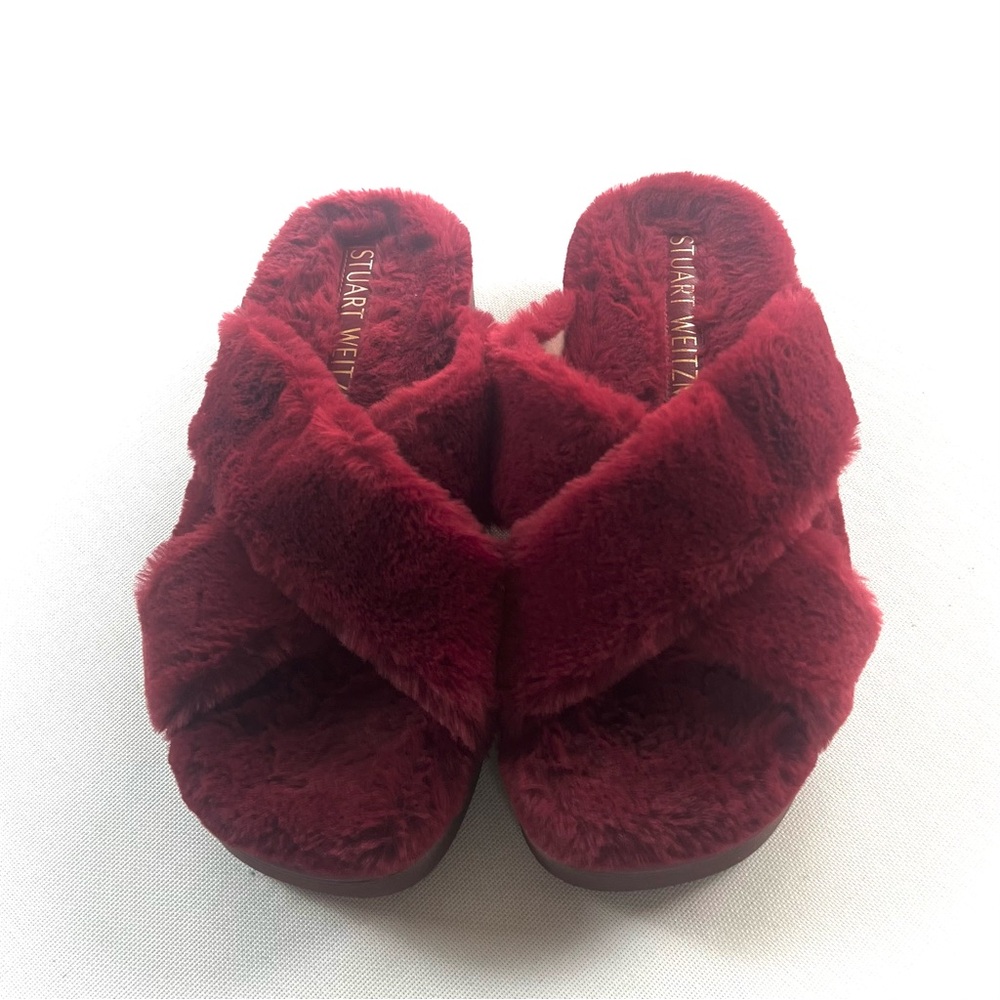 Stuart Weitzman Roza Lift Chill Furry Platform Slipper Slides Size 8.5 - Picture 3 of 9